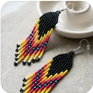 Beaded Earrings - Colorful Beaded Earrings with french hooks