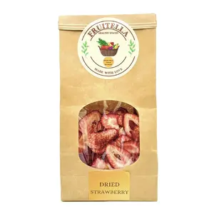 Dried Strawberry Fruit Chips By Fruitella 100% Vegan All Natural Dehydrated Healthy Strawberry Fruit Snacks No Added Sugar | 4.94 OZ