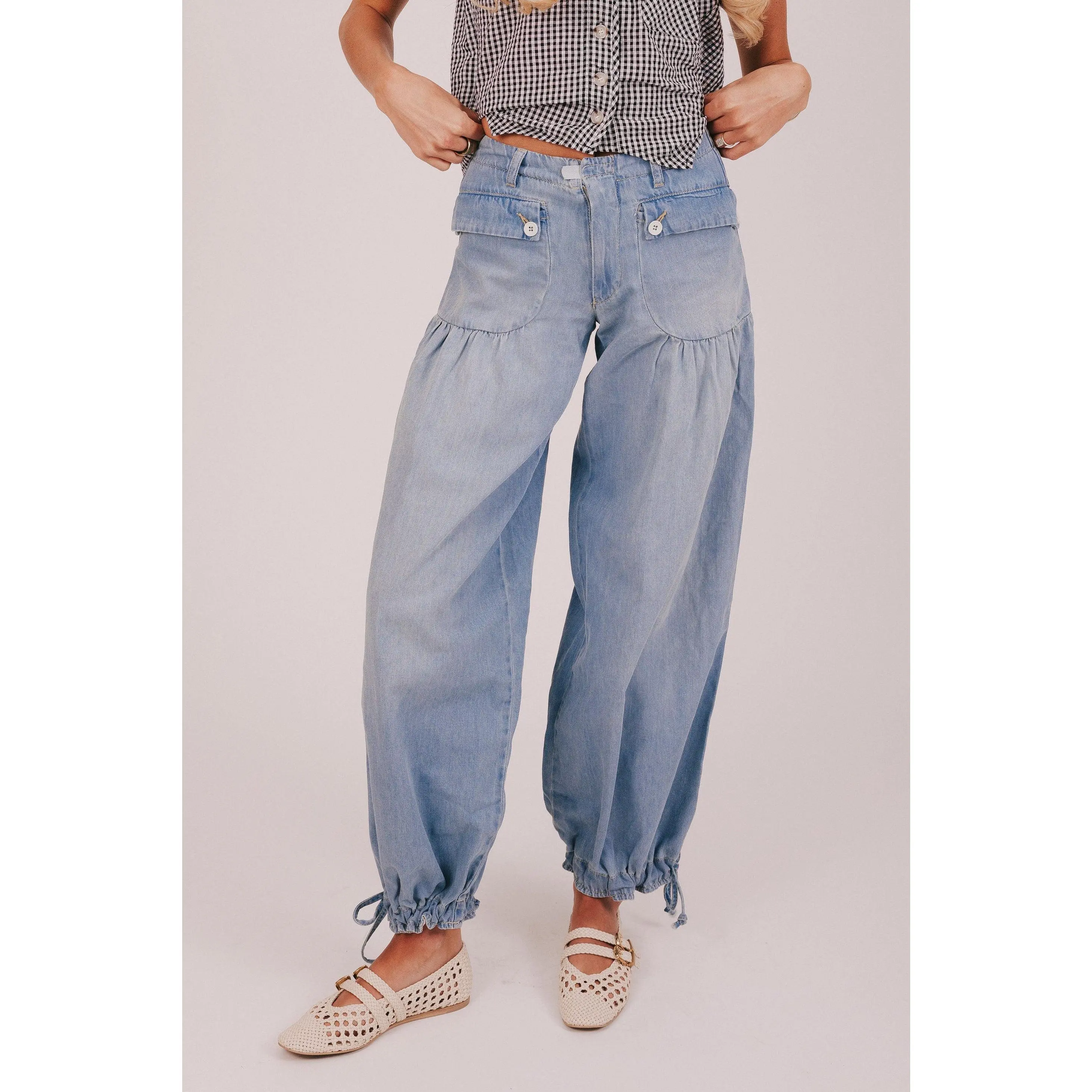 FREE PEOPLE - Lotus Jeans - 3 colors!, Pocket, Sassy, Style, Bottom, Pants, Button Fly, Low Iron, Balloon Baggy Jeans, Zip, Cinch Tie