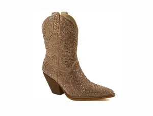 Sparkling Gold Rhinestone Booties