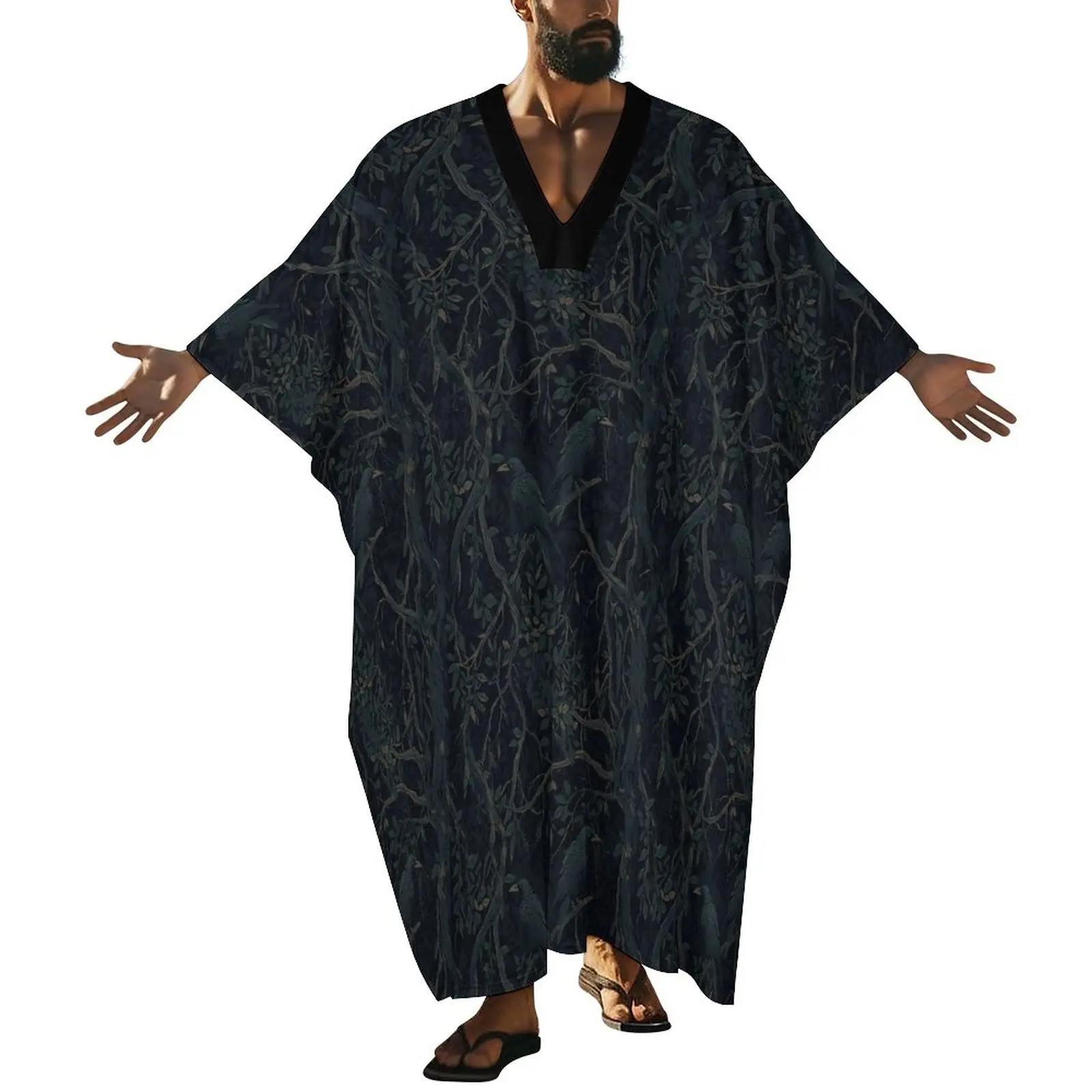 Mens William Morris 100gsm Middle Eastern Style Butterfly Sleeve Kaftan(All-Over Printing)