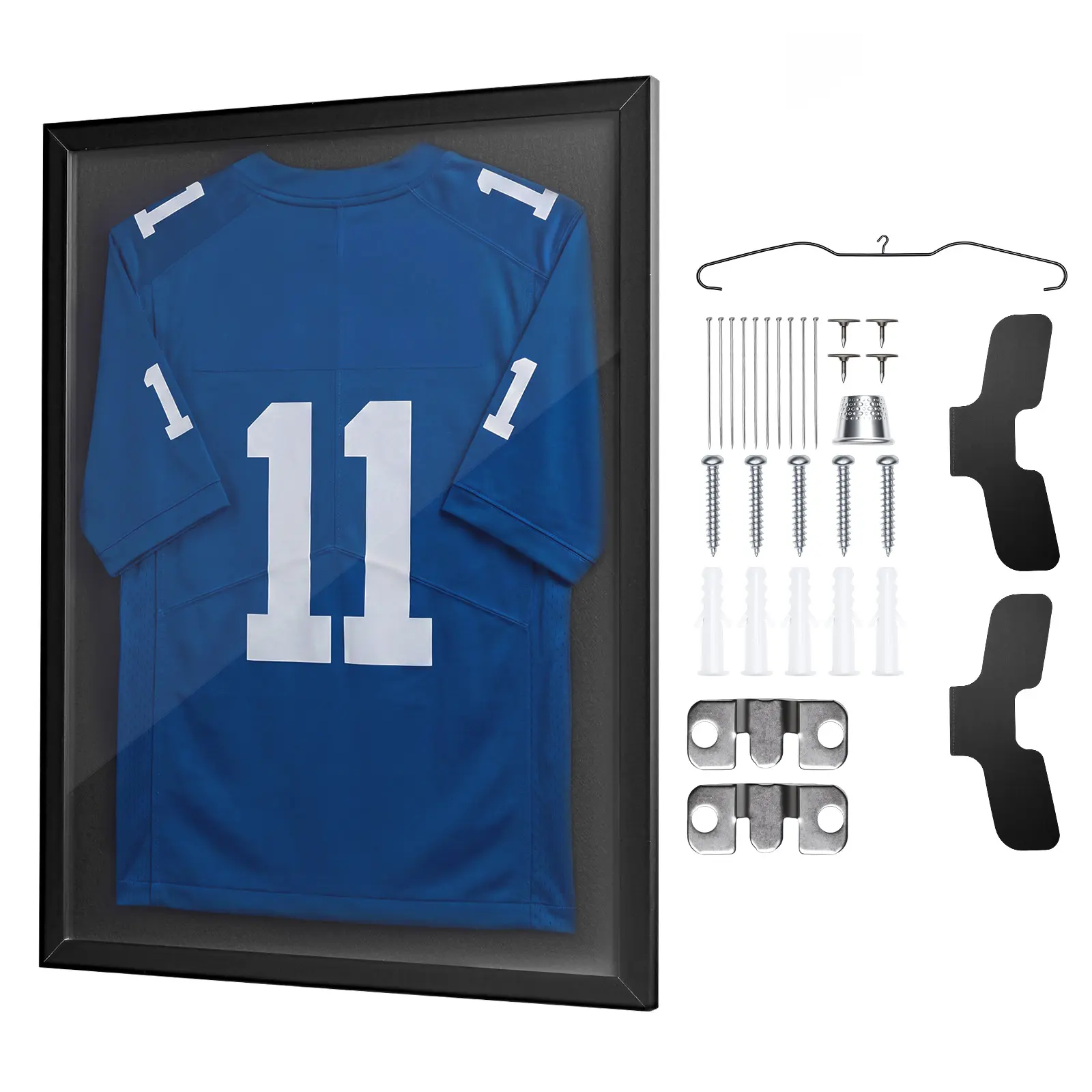 【SummerFinds】VEVOR Modern Wooden Sport Jersey Shadow Box Display Case, 31.5x23.6x1 in, 98% UV Protection PC Panel, Included Hanger, Picture Frames for Wall, Soccer Jerseys, Multifunctional Frame Design, Black Home Decor