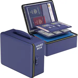 Fireproof Document Box, Hard Fireproof Box with Fireproof Zipper&Lock, 6400?F Heat Insulated Fireproof Water Resistant File Organizer Storage Box Safe for Important Documents,Valuable,Blue