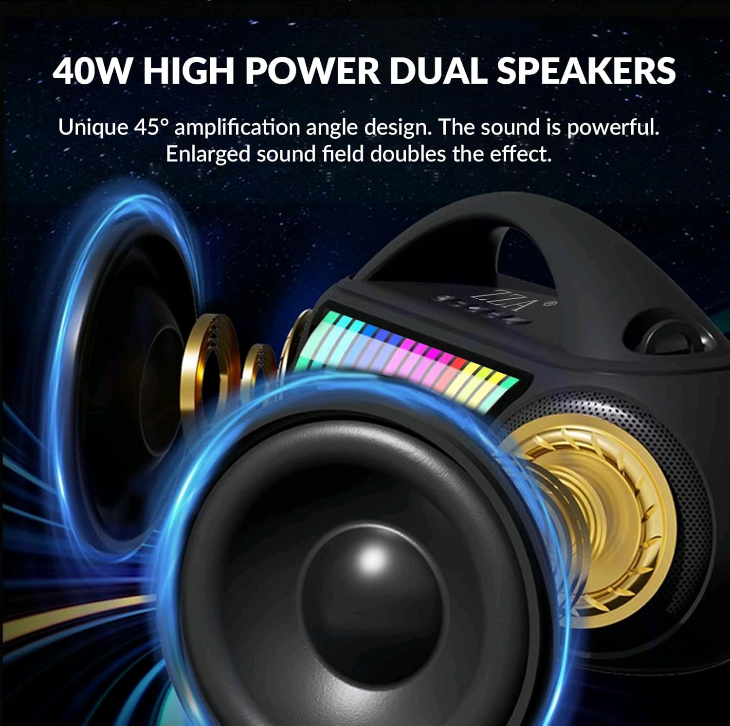ZZA Portable Wireless Speaker，Powerful 360° Sound, 24W Audio with Impactful Bass, 1600AH Battery, IPX6 Waterproof, Shockproof, TWS Stereo, Speaker Wireless for Outdoor Beach Pool subwoofer Weatherproof Loudspeaker System Durable speaker bluetooth speakers