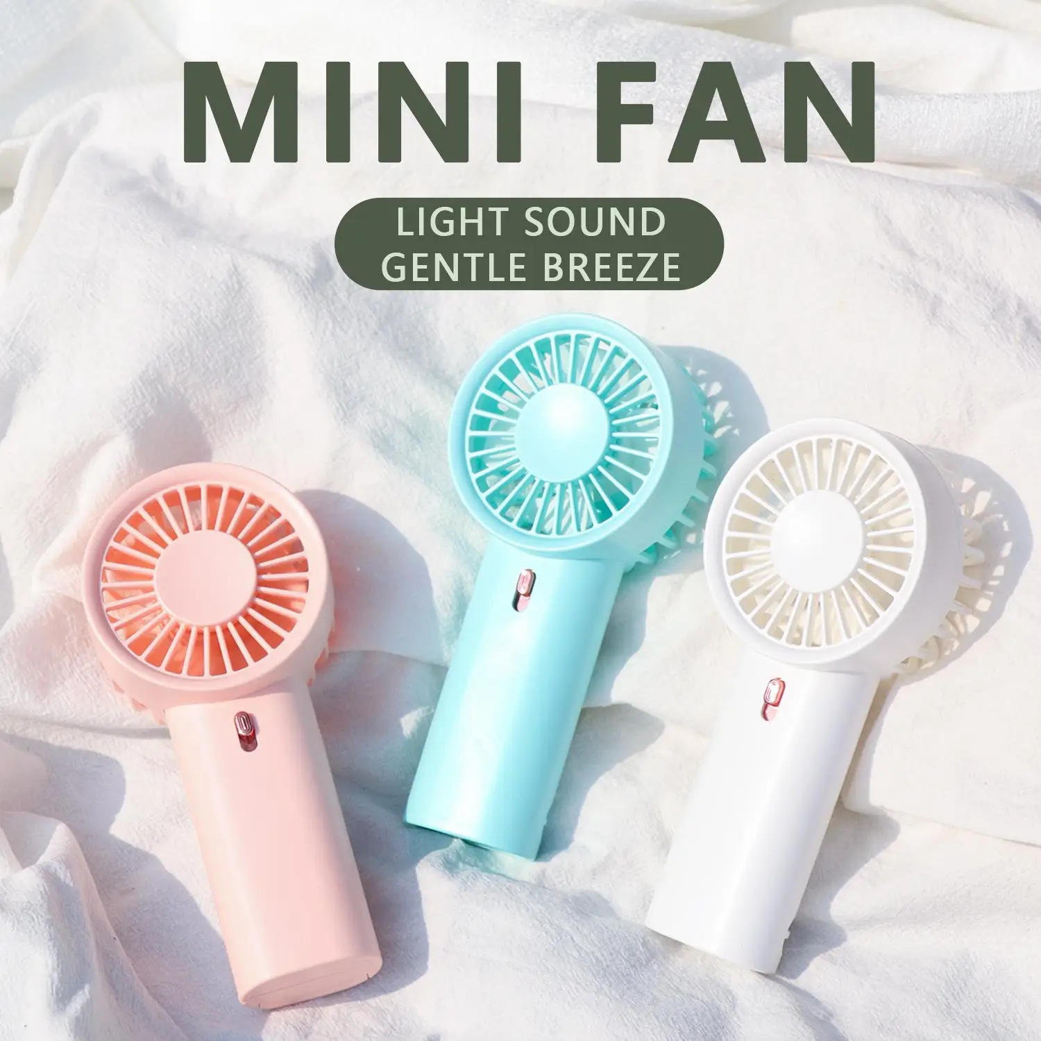 Portable Handheld Fan, 2 AAA Battery Powered Handy Mini Fan, Lightweight Cooling Fan for Outdoor Beach Travel Office Bedroom School (Not Included Batt