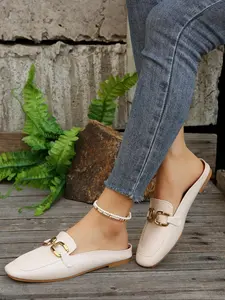 Women's Fashionable Plain Color Slip on Flats, Casual Comfortable Square Toe Shoes for Daily Wear, Lightweight Breathable Shoes for All Seasons