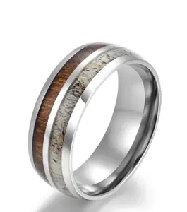 Rings By Pristine Antler Koa Wood Titanium Men's Wedding Band 8MM