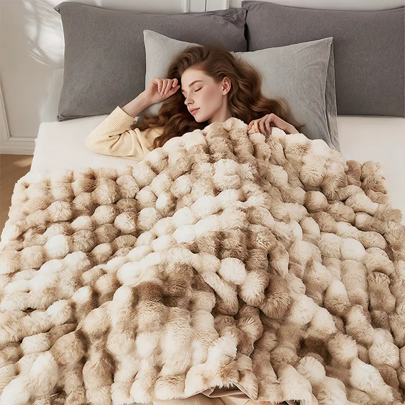 【Super Category】ROSEKIND Fluffy Weighted Faux Rabbit Fur Blanket(midd year sale,deals for you,restock,dealsforyoudays), Thick Warm Christmas Blanket Gifts,The  Blanket  For Stress & Anxiety,Soft  Warm marshmallow Comforter,soft elastic breathable