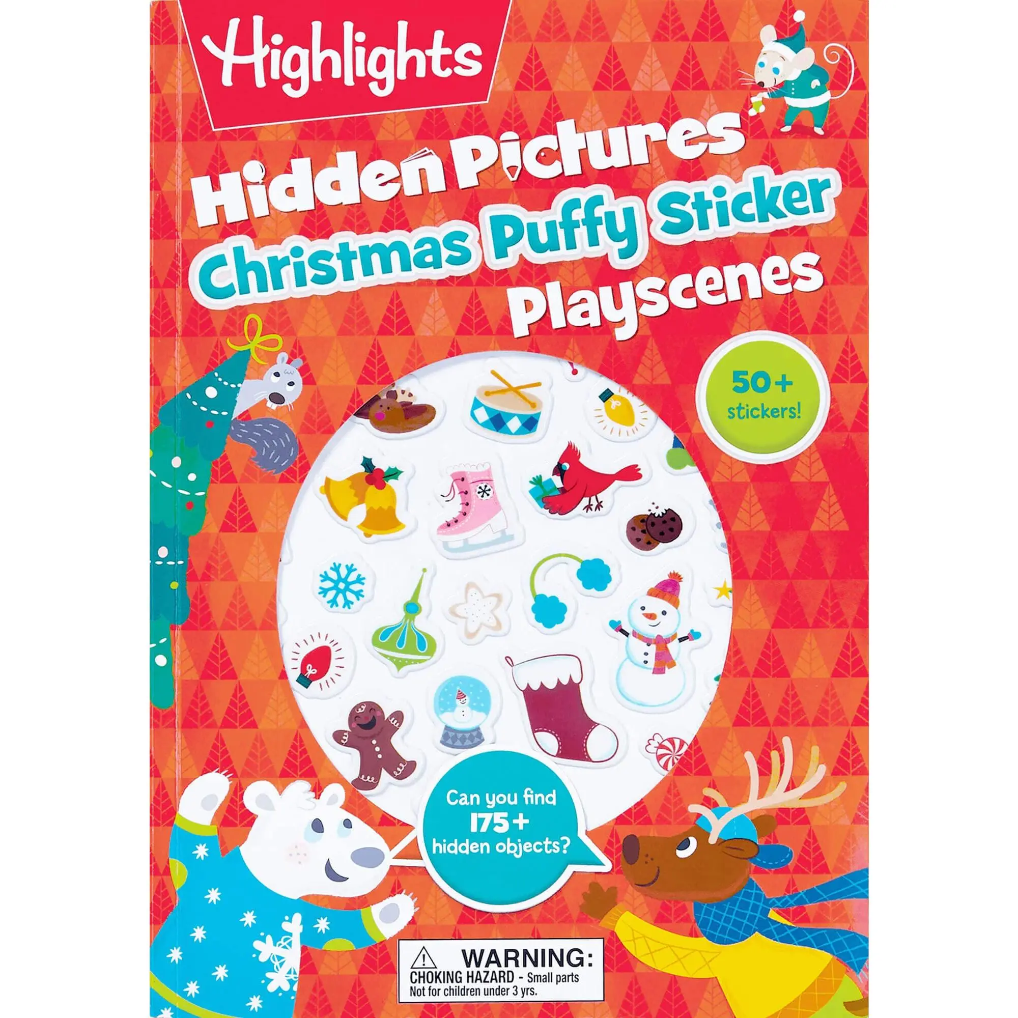 Christmas Hidden Pictures Puffy Sticker Playscenes: Christmas Stocking Stuffer for Kids 3-6, Activity Book with Christmas Puzzles, Stickers, Mazes and -- Highlights - Paperback