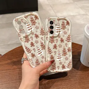 Cartoon Christmas Tree Gingerbread Man Phone Case for Samsung Galaxy a Series, Anti-Drop Soft Tpu Back Cover, 4g 5g Compatible