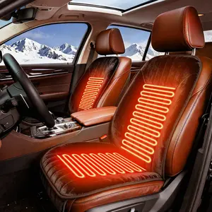 Universal Heated Seat Cover 3-Temperature Rapid Heating Pad 12V-24V Safe Warmer with Plush Fabric & Secure Straps for Cars Trucks SUVs Vans RVs