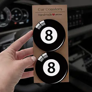 Billiard 8 Ball Car Coasters, Bring Winner Aura to Your Trip, 2/4 Pcs Set, Ideal for Gifting