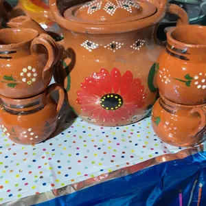 Cafetera Clay Traditional Chica Set Coffee, (4 Tazas Tradicionales, 1 Cafetera).