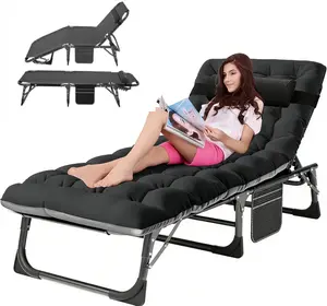 DoCred Folding Chaise Lounge Chair, Folding Cot, 5-Position Adjustable Heavy Duty Patio Chaise Lounges for Outside, Poolside, Beach, Lawn, Camping