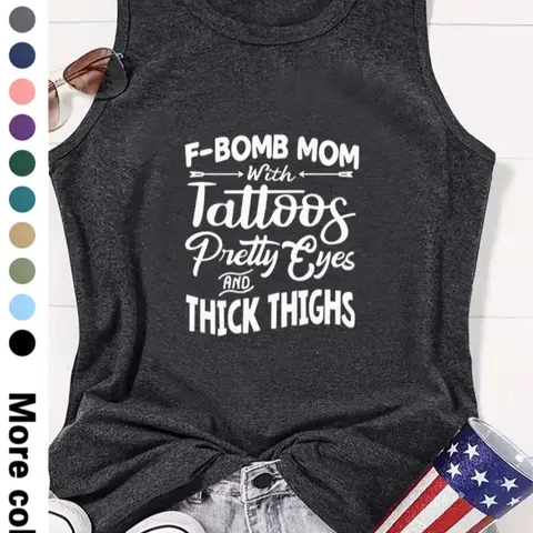 Women's Letter Print Round Neck Tank Top, Summer Clothes Women, Casual Sleeveless Crew Neck Top for Summer, Women's Top for Daily Wear