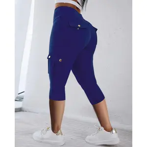 FashionWomen'sHip-LiftingCyclingCapriPantsHighWaistwithFlapPocketsFitnessCapriPantsSportsPantsStretchFabricActivewearStretchySoftLeggingsSpandexForGymGymOutfitsCasualComfySporty