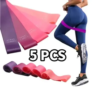 5pcs/set Portable Purple-Haired Gradient Fitness Resistance Bands - Elastic Strength Training Equipment for Yoga, Gym, Pilates | Light Tension, Stackable Design, Mixed Colors, Women'S Weightlifting, Yoga Bands, Gym Workout Gear, Stylish Workout Gear