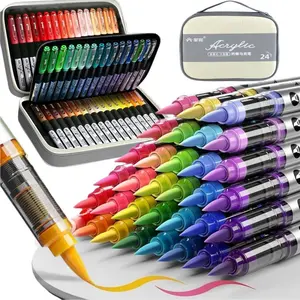 Acrylic Paint Marker Set, Acrylic Drawing Markers, 22pcs/set Brush Tip Marker Pen with Portable Handbag, Art Supplies for Rock Painting, Ceramic, Wood, Canvas, Glass, Stone, Fabric