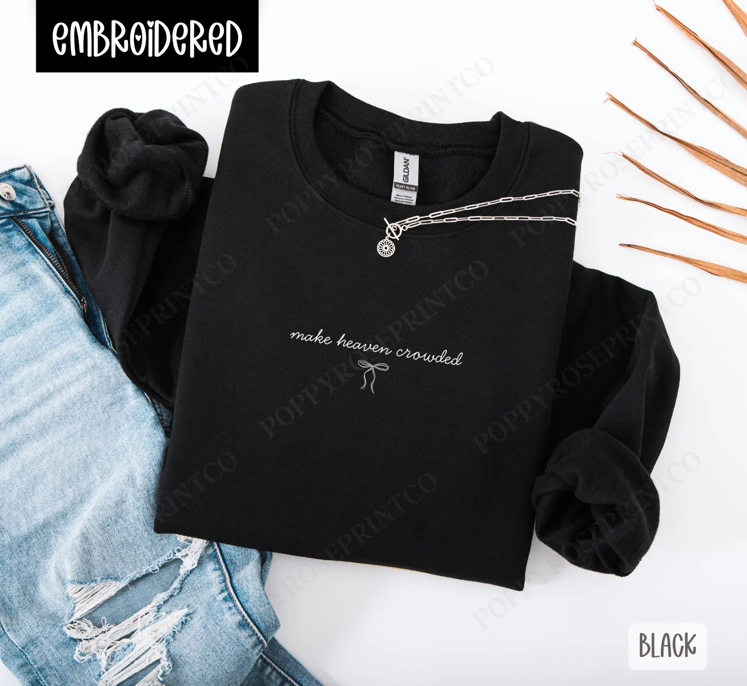 Coquette Make Heaven Crowded Embroidered Crewneck Sweatshirt