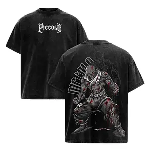 Vintage Piccolo DBZ Graphic Tee - Heavyweight Cotton Acid Wash Oversized T-Shirt for Men & Women. Double Sided 2D Anime Manga Print Streetwear, 90s Retro Y2K Style, Special Beam Cannon Design. Essential Casual Everyday Wear Top Mens Dropship Fashion