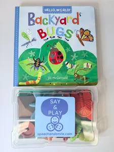 Backyard Bugs Story Kit with Mini Objects for Speech Therapy, INCLUDES BOOK