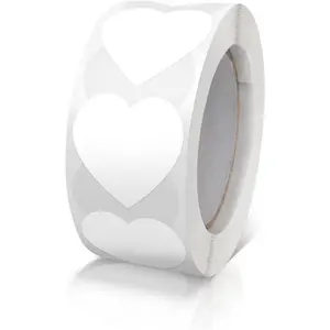 White Heart Stickers Roll 1 Inch Valentine's Day Love Shape Labels  Removable for Craft Envelopes Boxes  Tags Bags Wedding 500 count