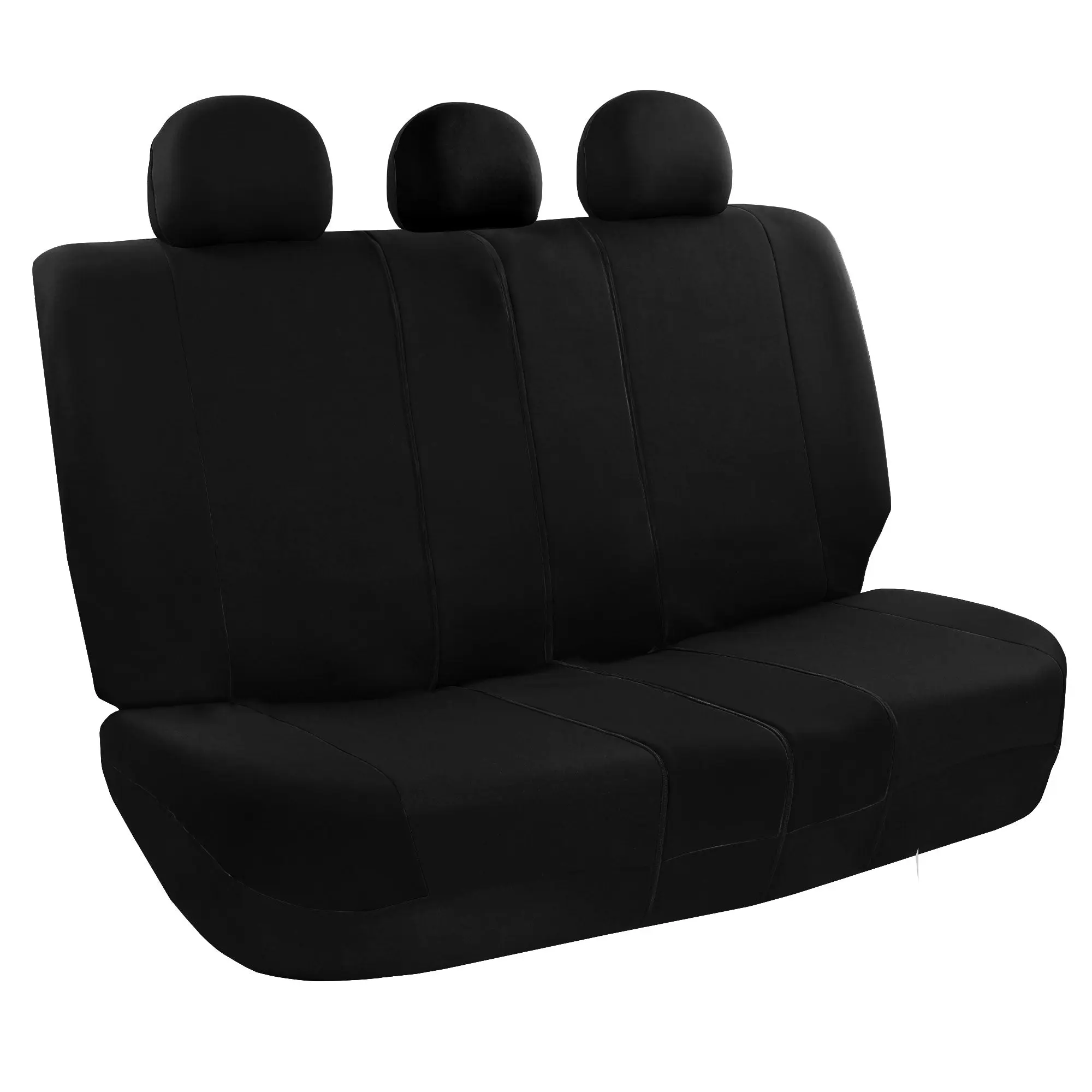Black Polyester Flat Cloth Rear Seat Covers - Light, Breezy, Airbag-Safe Car Backseat Protectors with Hook Closure, Automotive Seat Accessories, Rear Seat Cover