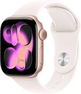 Refurbished Apple Watch Series 11 42mm (GPS + Cellular) Aluminum Rose Gold with Medium/Large Pink Sport Band (Original Box + Accessories) - Premium