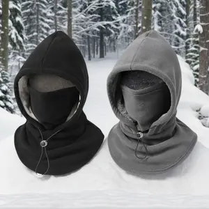 Multifunctional Outdoor Winter Warm Hat with Integrated Neck Strap Cycling Face Mask Sports Ski Headgear Windproof Fleece-Lined Balaclava for Cold Weather Activities-YY0
