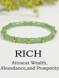 1pc Women's Chinese Style Bamboo Knot Luck Jewelry Bracelet with Artificial Crystal Beads, Perfect for Lunar New Year Gift, Daily Wear, All-Year Accessory