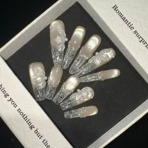 Handmade Fine Glitter Nails – Soft Shine Press-On Nail Set (Reusable & Lightweight)