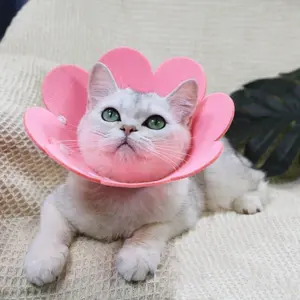 Cute Flower Design Anti Bite Pet Collar, Adjustable with Buttons, Injuries Recovering Cat Head Cover, Post-Operative Anti-Licking Collar