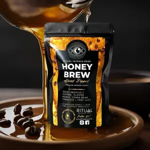 Honey Brew Incense Cones | Ritual Incense - Hand Dipped Premium Scented with Coffee Clover Honey Tonka Bean for Relaxation