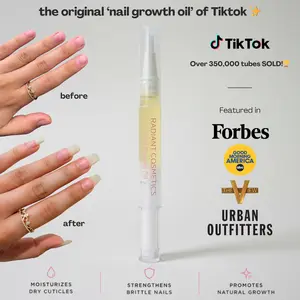 Radiant Cosmetics Nail Growth Oil - 100% Organic, Moisturizing, Growth, Strengthening, and Brightening Formula with Vitamins and Fatty Acids for Overall Nail Health