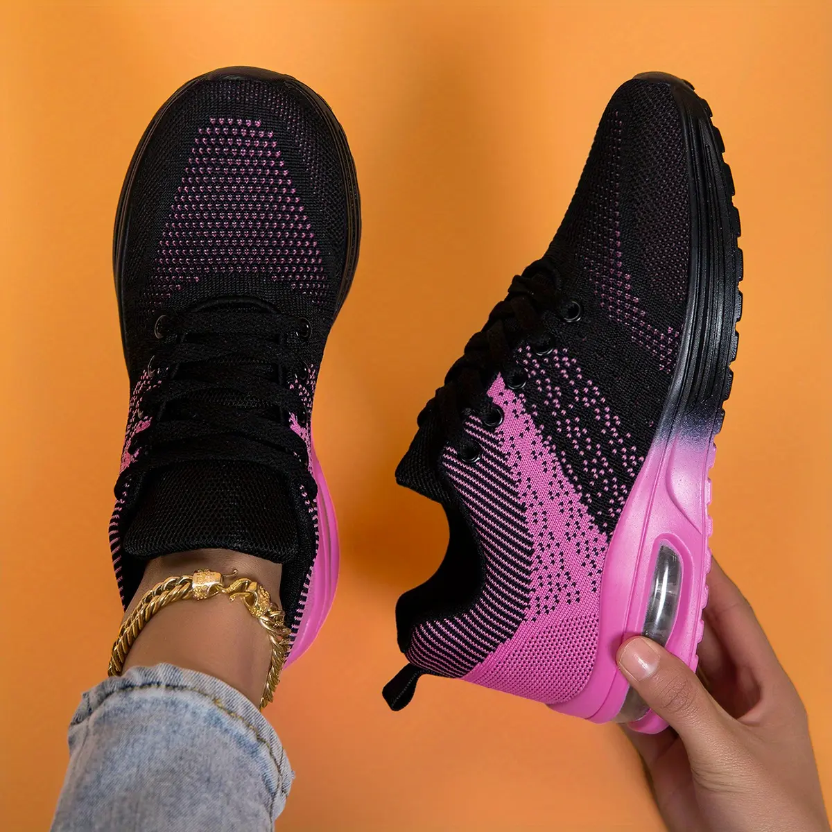 Women's Casual Trainers - Lightweight Breathable Mesh Laces Round Toe Shock-Absorb. Blade Platform Sneakers, Casual Wear Fabric Cloth Sporty Chic Footwear, Ideal for 2 Seasons, Couples Matching Items Perfect Gift, 2112/121dsfa
