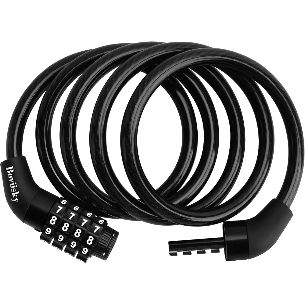 Light Bike Cable Lock Combination, 4 Digit, 4ft Long Resettable Combination High Security Bicycle Lock For Scooter,Mountain Bike,Kids Bike, Vinyl-Coated Anti-Theft 5/16 in Diameter