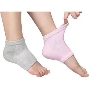 Vented Moisturizing Socks Lotion Gel for Dry Cracked Heels, Spa Gel Socks Humectant Moisturizer Heel Balm Foot Treatment Care Heel Softener Compression (2 Pairs)