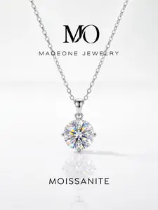 1 Pc Beautiful Four Prong Necklace with 1.0ct Synthetic Moissanite for Women Party Copper Fine Jewelry