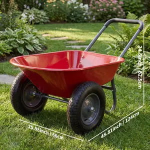 Heavy-Duty Garden Wheelbarrow Cart with Integrated Stand 4-Wheel Multi-Functional Utility Wagon Hand-Push Design for Yard, Home & Outdoor Activities Sturdy Construction 4-Colors