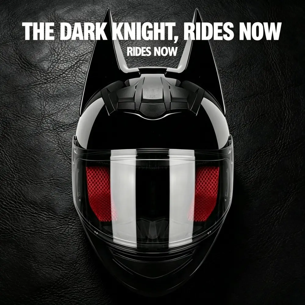 2026 New Bat Design Cat Ear Helmet, Full Face Motorcycle Safety Helmet, All-Season Universal, Unique Trendy Bike Gear, Riding Helmets