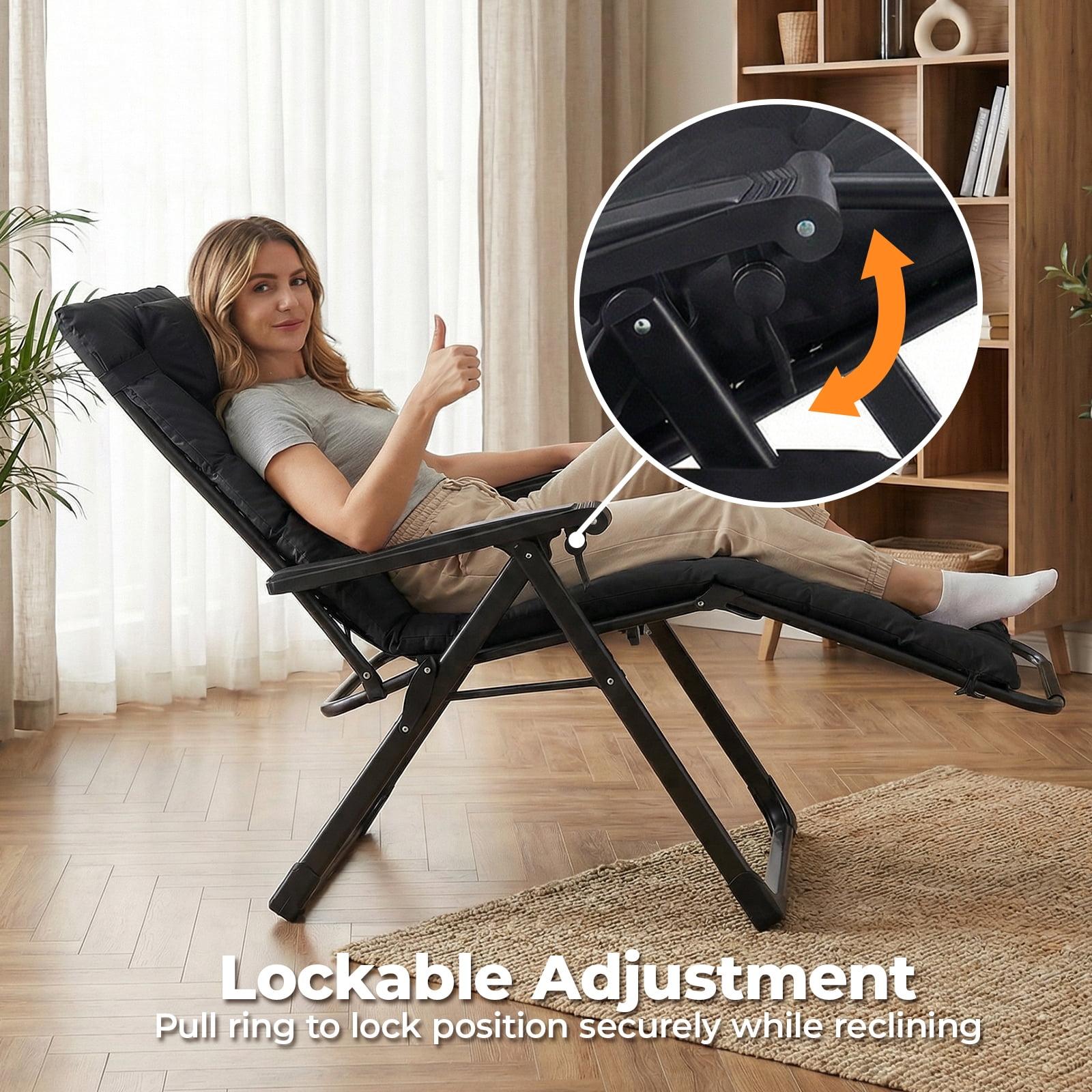 Alvantor Zero Gravity Chair with 440lbs Capacity, Foldable Outdoor Lounge, Black/Brown
