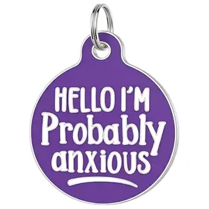 Hello I'm Probably Anxious - Pet ID Tag - Personalized Engraved Dog Tag