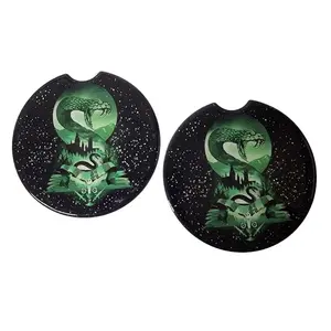 Ceramic Car Coaster Set - Durable Ceramic Coasters for Car Use with Unique Design and Protective Features