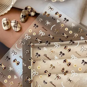 5D Self-Adhesive Nail Art Stickers, Bow Design, Glossy Finish, Perfect for Birthday Parties & Gifts for Teen Girls