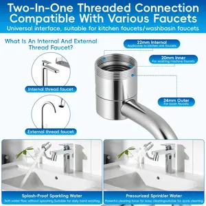 Rotatable Faucet Aerator Extension - for Effortless, All-Angle Control, Rotating Swivel Faucet Aerator Extender, Kitchen Bathroom Sink Faucets Sprayer Attachment with 2 Mode Splash, Splash Proof Faucet(1PC)