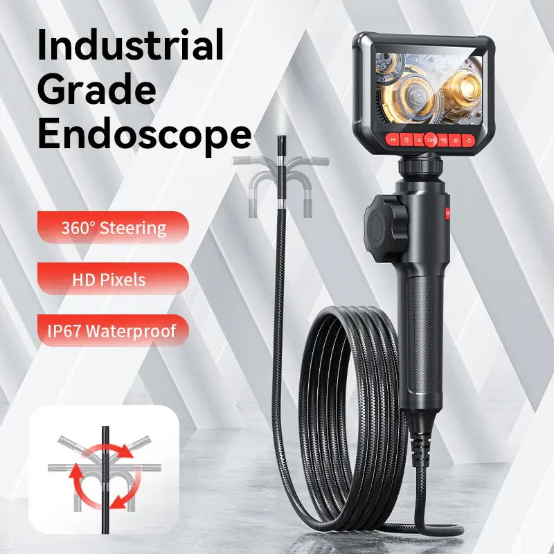 Endoscope Camera with Light - 4.3" LCD Screen Inspection Cameras,IP67 Waterproof Borescope with 8 Adjustable LED Lights,HD 1080P Endoscope Camera 3.3ft Semi-Rigid Cord,gifts for men tools and gadgets Repair Automotive