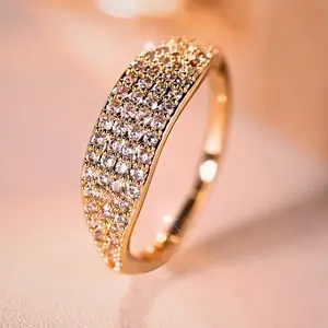 Four-Row Sparkling Cubic Zirconia Ring – Elegant & Timeless Gift for Her