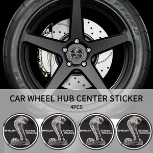 4pcs Car Styling Wheel Center HUB Caps, Tire Center Covers Hubcap for Shelby Cobra, Mustang Svt Gt350 R Gt500 St Emblems