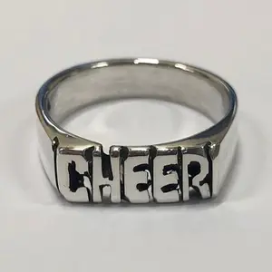 Hand carved name initial ring 925 sterling silver Cheer personalized ring