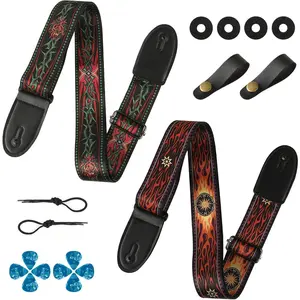 2 Pack Guitar Strap, Adjustable Guitar Straps for Electric and Acoustic Guitars, Soft Guitar Straps